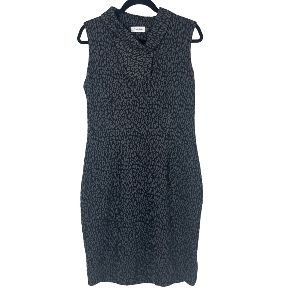 Calvin Klein Cheetah/Animal print pencil sweater dress